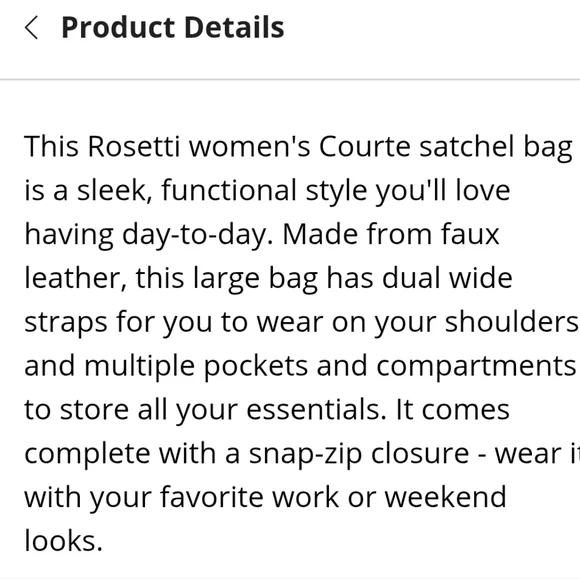 Rossetti Courte Black Fax Leather Satchel Shoulder Bag - Picture 2 of 16